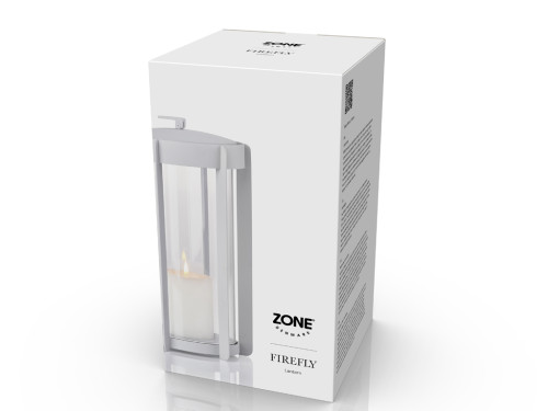 Lucerna s LED svíčkou Firefly Soft Grey 25 cm