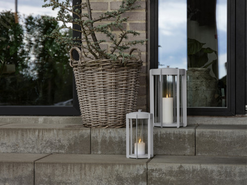 Lucerna s LED svíčkou Firefly Soft Grey 25 cm