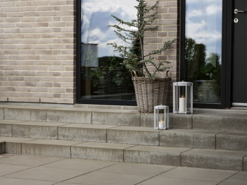 Lucerna s LED svíčkou Firefly Soft Grey 25 cm