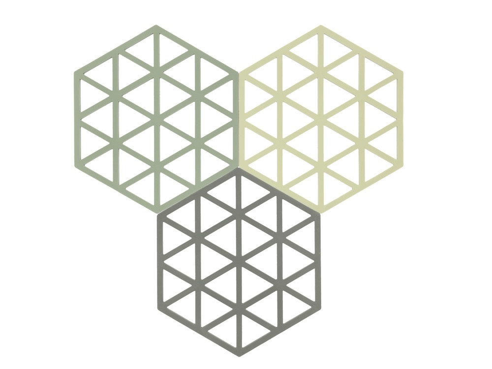 Sada silikonových podložek pod horké Triangles (3 ks) Rosemary/Matcha/Olive Taupe