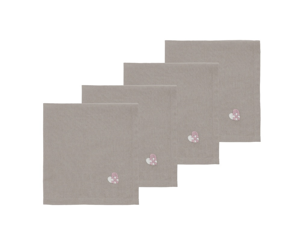 Vánoční ubrousky 4ks Christmas Hearts Embroider Rose