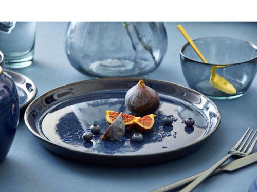 Kameninový mělký talíř 27 cm Black/Dark Blue