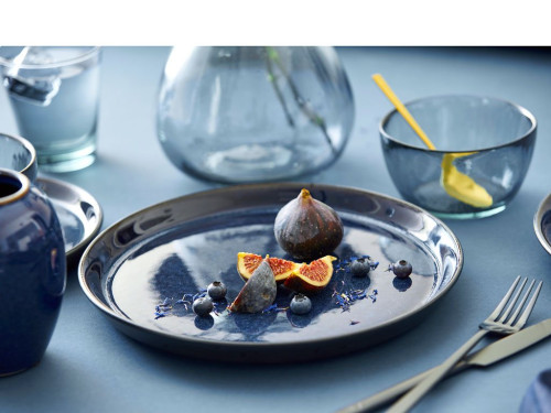 Kameninový mělký talíř 27 cm Black/Dark Blue