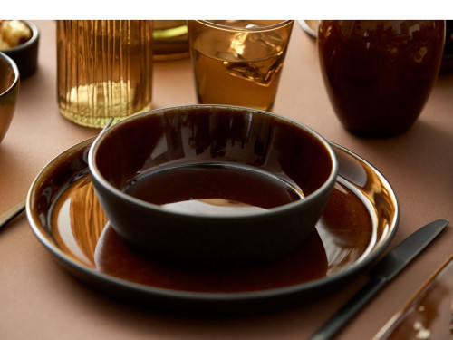 Kameninový mělký talíř 27 cm Black/Amber