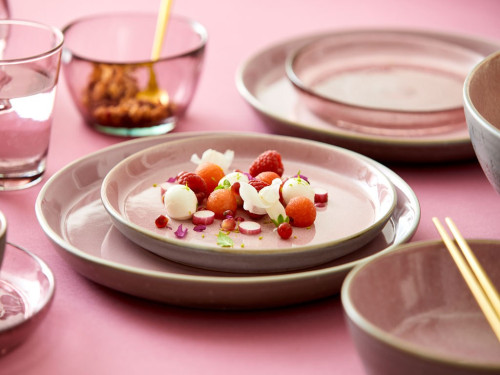 Kameninový mělký talíř 27 cm Grey/Light Pink