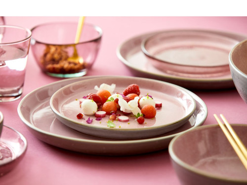 Kameninový mělký talíř 27 cm Grey/Light Pink