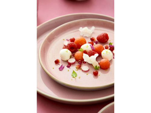 Kameninový mělký talíř 27 cm Grey/Light Pink