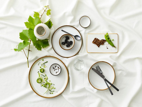 Kameninový mělký talíř 27 cm Grey/Creme