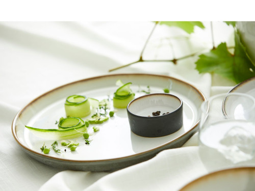 Kameninový mělký talíř 27 cm Grey/Creme