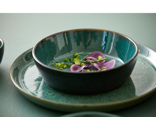 Kameninový mělký talíř 27 cm Black/Green