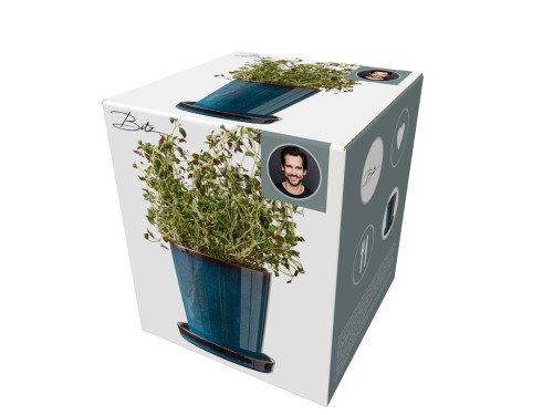 Květináč s podtáckem 10 cm Dark Blue/Black