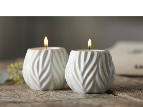 Stojánek na čajovou svíčku Flame (sada 2 ks) White