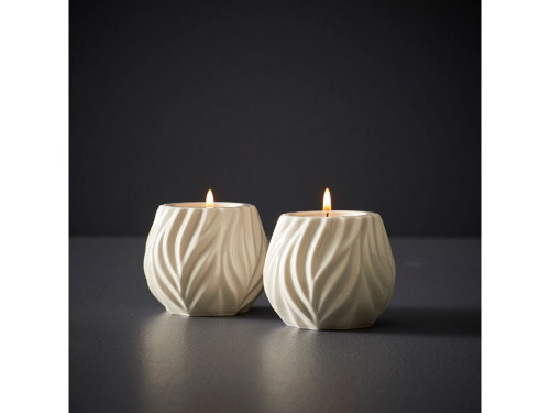 Stojánek na čajovou svíčku Flame (sada 2 ks) White