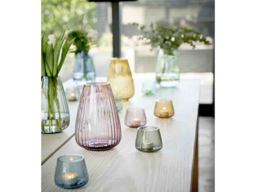 Skleněný stojánek s LED čajovou svíčkou Kusintha Pink (sada 2 ks)