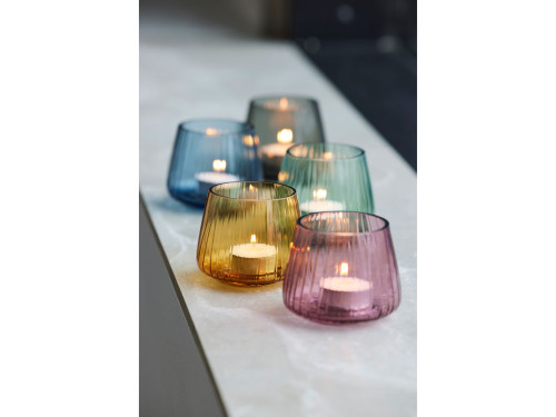 Skleněný stojánek s LED čajovou svíčkou Kusintha Blue (sada 2 ks)