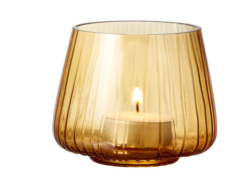 Skleněný stojánek s LED čajovou svíčkou Kusintha Amber (sada 2 ks)