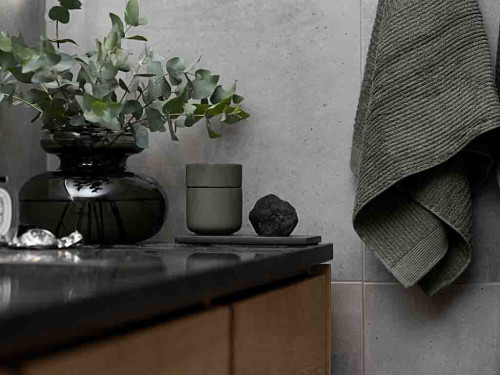 Kameninová dóza s víkem Ume Olive green