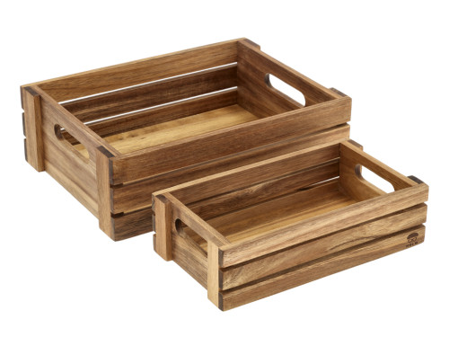 Sada krabiček z akáciového dřeva (2 ks)