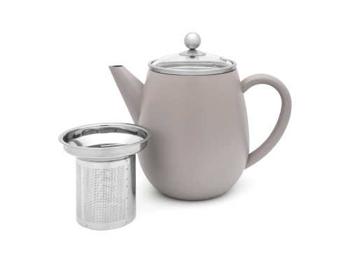 Dvoustěnná konvička na čaj Duet Eva, 1,1L šedá