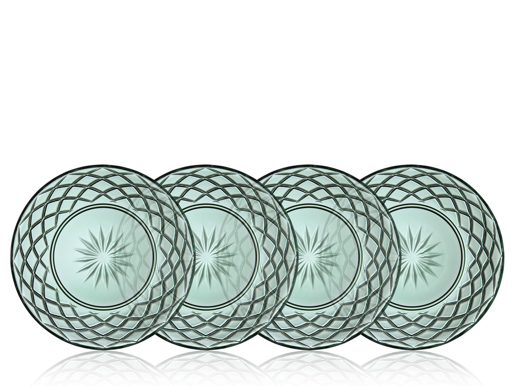 Skleněný talíř Sorrento 21 cm 4ks Green