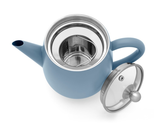 Dvoustěnná konvička na čaj Duet Eva 1,1l modrá