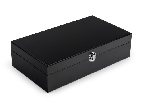 Krabička na čaj Black (2 dózy na sypaný čaj + odměrka 4 sítka )