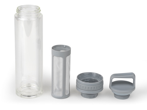 Dvostěnná skleněná termoláhev  na přípravu Cold Brew Moshi Grey 600ml