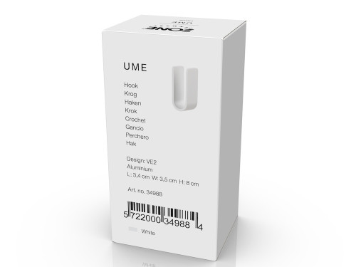 Kovový háček na zeď Ume White