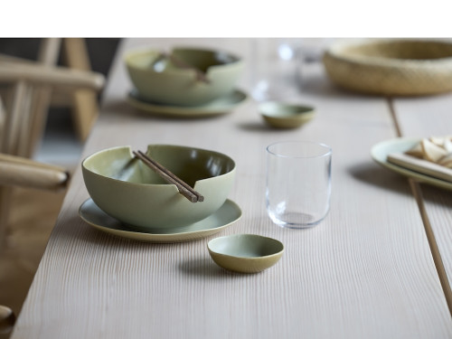 Kameninový mělký talíř Shoku Pure Green 20 cm