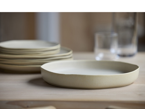 Kameninová servírovací mísa Shoku Soft Beige 28 cm