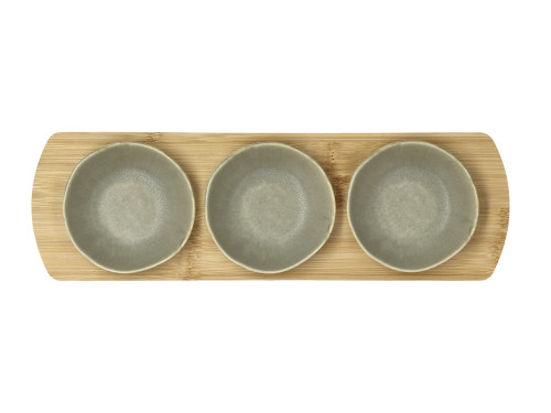 Kameninovo bambusová servírovací sada Shoku Pure Green 32 x 10 cm