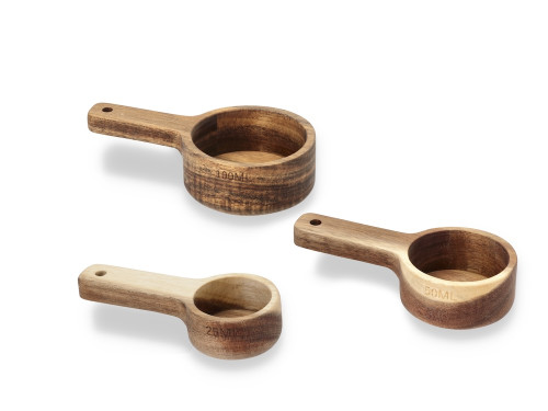 Sada kuchyňských akáciových odměrek 3ks