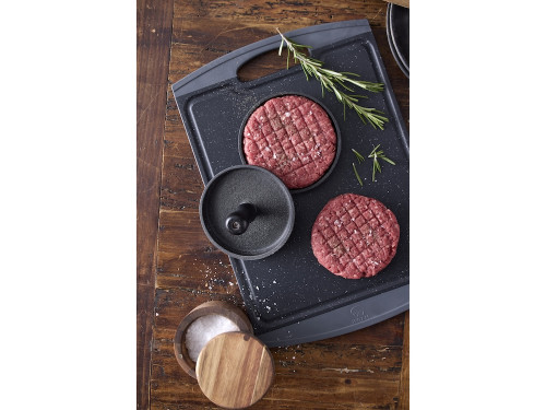 Litinový lis na hamburger 13 cm