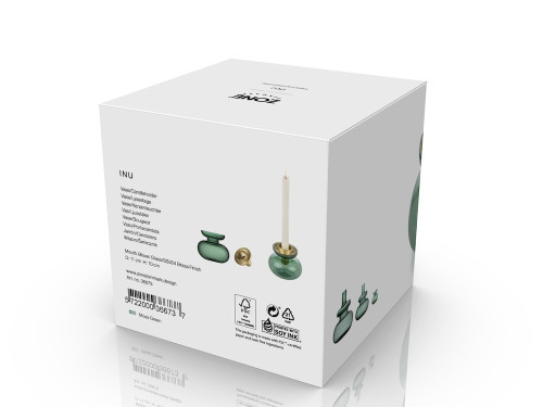 Skleněná váza/Svícen Inu Moss Green/Brass