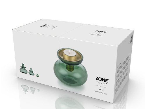 Skleněná váza/Svícen Inu Moss Green/Brass