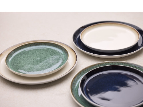 Kameninový dezertní talíř 21 cm White/Dark Blue 