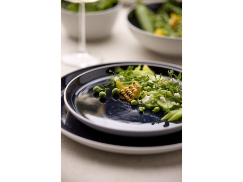 Kameninový dezertní talíř 21 cm White/Dark Blue 