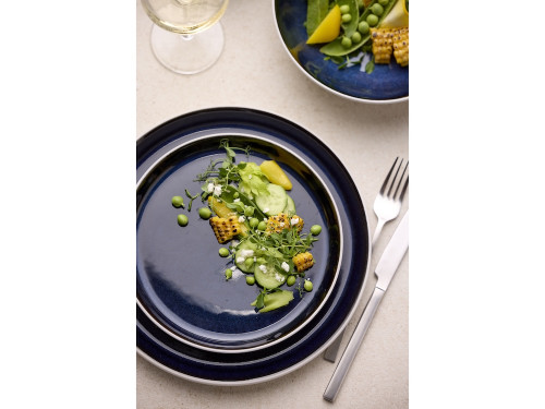 Kameninový dezertní talíř 21 cm White/Dark Blue 