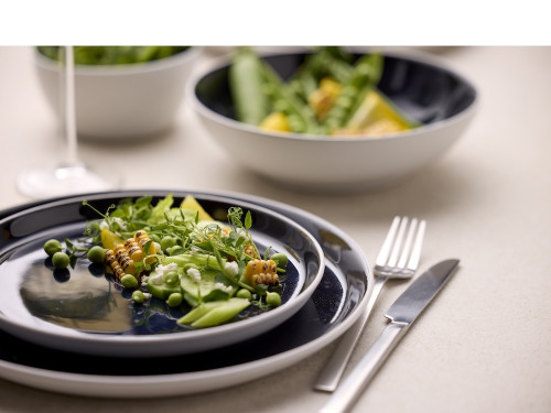 Kameninový mělký talíř 27 cm White/Dark Blue