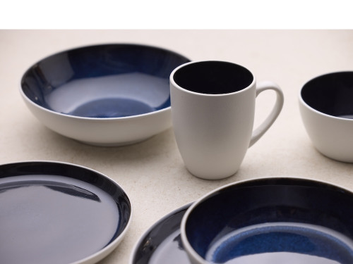 Kameninový hrnek s ouškem 30 cl White/Dark Blue