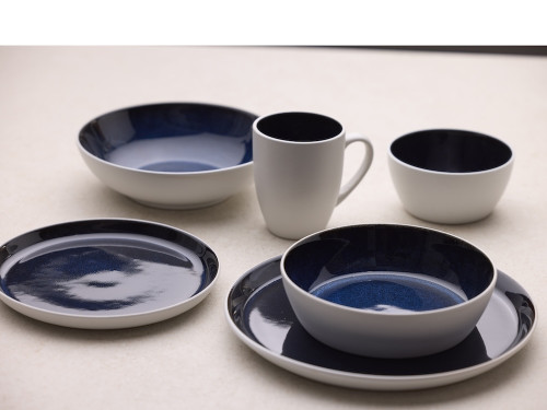 Kameninový hrnek s ouškem 30 cl White/Dark Blue