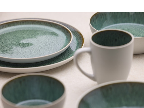 Kameninová miska na polévku 850 ml  White/Green