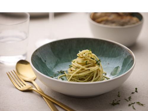 Kameninová mísa na těstoviny 20 cm  White/Green