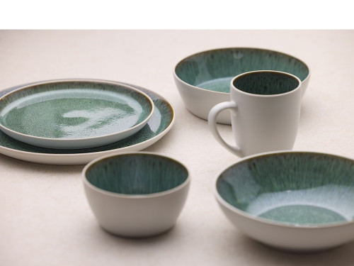 Kameninový dezertní talíř 21 cm White/Green