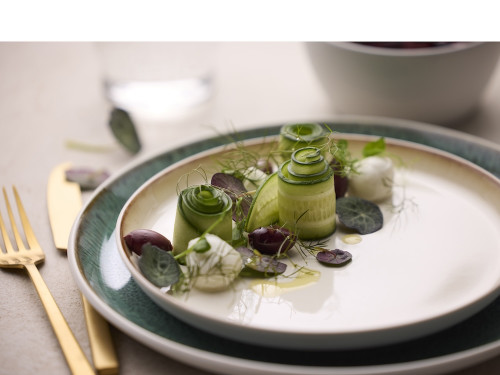 Kameninový mělký talíř 27 cm White/Green