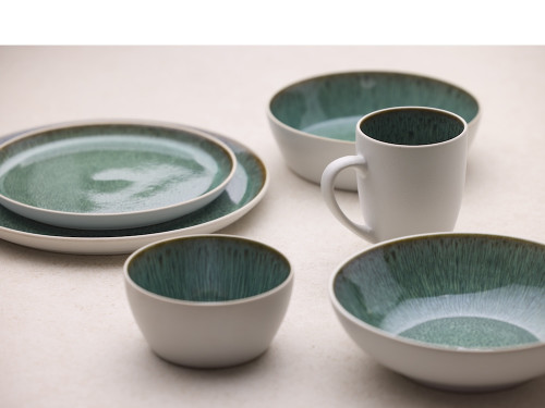 Kameninový hrnek s ouškem 30 cl  White/Green