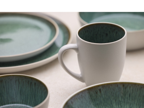 Kameninový hrnek s ouškem 30 cl  White/Green