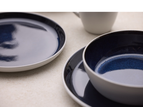 Kameninová miska na polévku 850 ml  White/Dark Blue