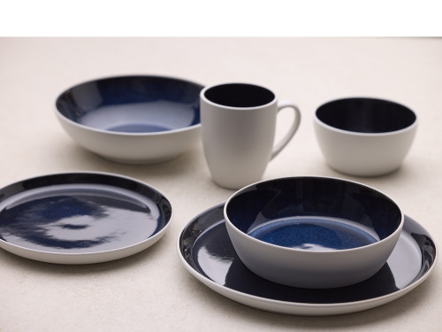 Kameninová miska na polévku 850 ml  White/Dark Blue