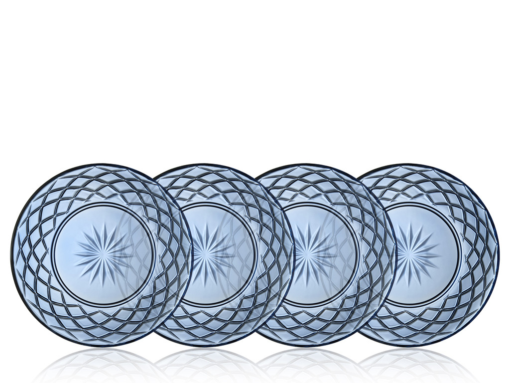 Skleněný talíř Sorrento 21 cm 4ks Blue